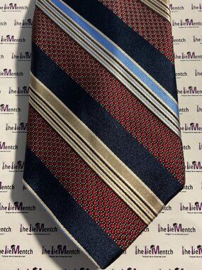 DION Silk Red Multicolor Striped Design Tie 3.5”